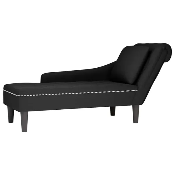 Fauteuil long avec coussin et accoudoir droit noir velours