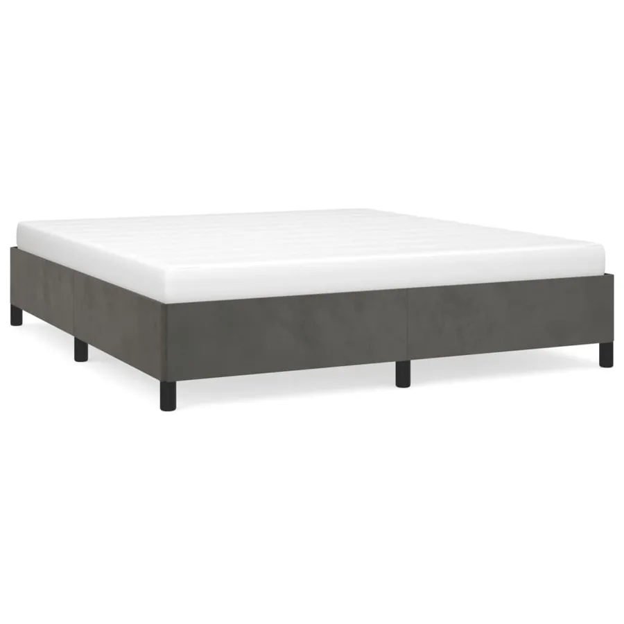 Cadre de lit sans matelas gris foncé 180x200 cm velours - 2
