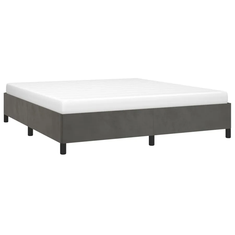 Cadre de lit sans matelas gris foncé 180x200 cm velours - 3
