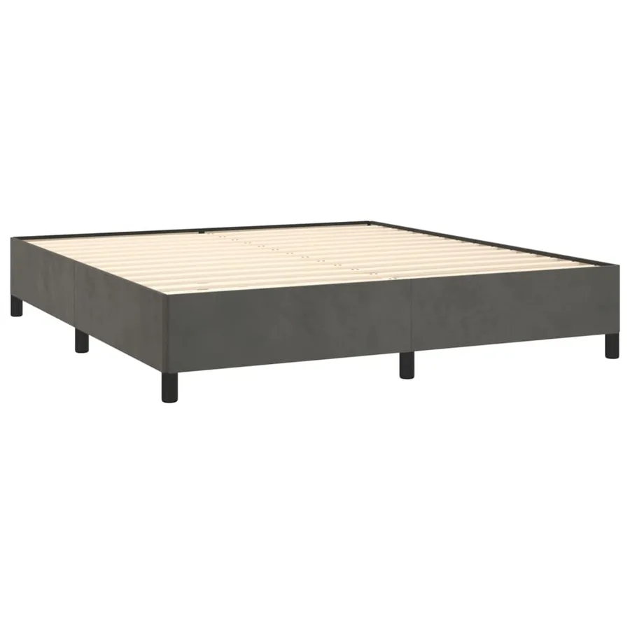 Cadre de lit sans matelas gris foncé 180x200 cm velours - 4