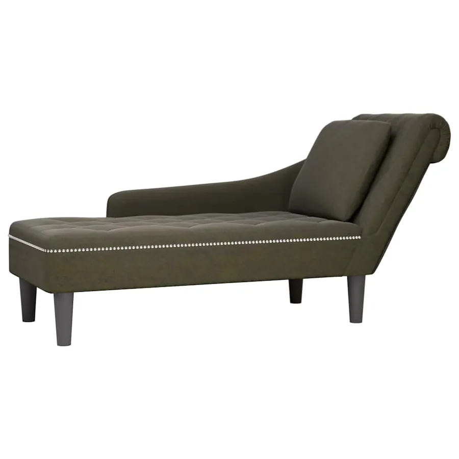 Fauteuil long et coussin/accoudoir droit vert armée similicuir
