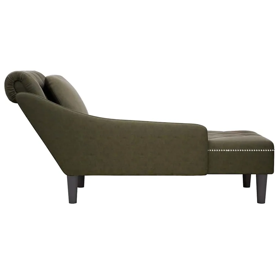 Fauteuil long et coussin/accoudoir droit vert armée similicuir - 5