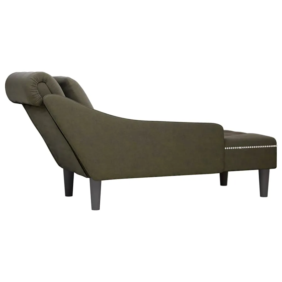 Fauteuil long et coussin/accoudoir droit vert armée similicuir - 6