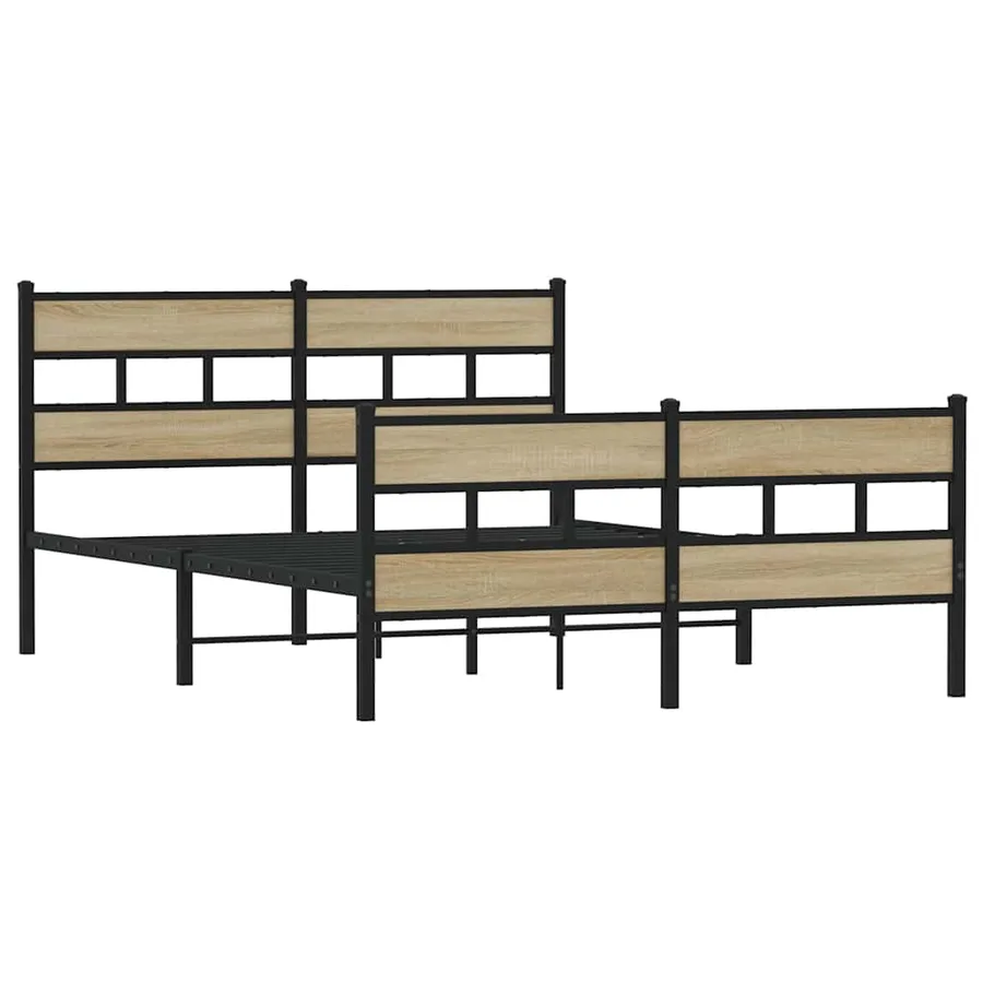 Cadre de lit en métal sans matelas chêne sonoma 135x190 cm - 3