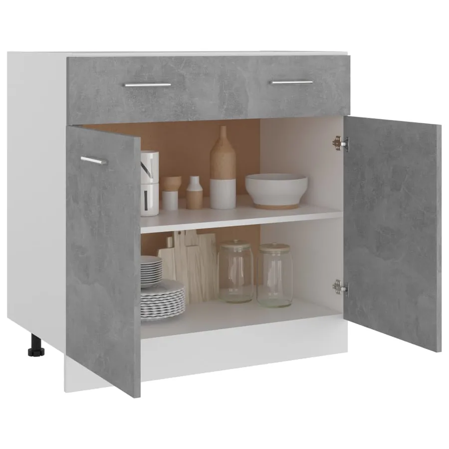 Armoire de plancher à tiroir Gris béton Bois d’ingénierie - 4