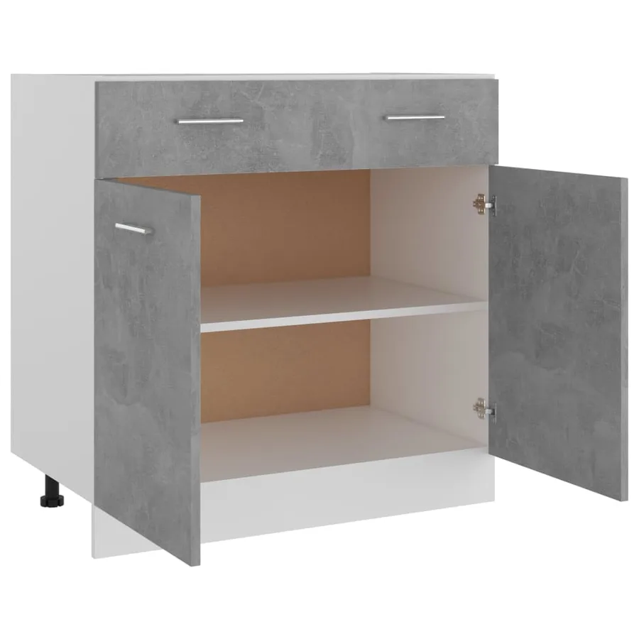 Armoire de plancher à tiroir Gris béton Bois d’ingénierie - 5
