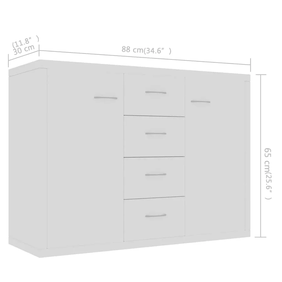 Buffet Blanc 88x30x65 cm Bois d'ingénierie - 7