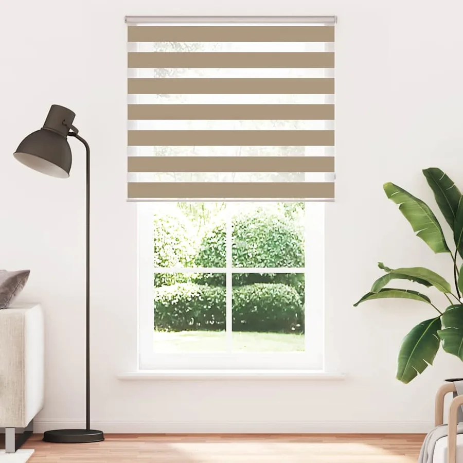 Store zèbre marron sable largeur du tissu 115,9 cm polyester - 2