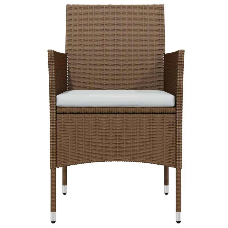 Ensemble à manger de jardin avec coussins 3 pcs Marron et noir - 4