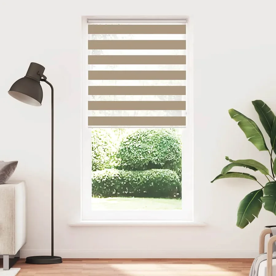 Store zèbre marron sable largeur du tissu 105,9 cm polyester - 2
