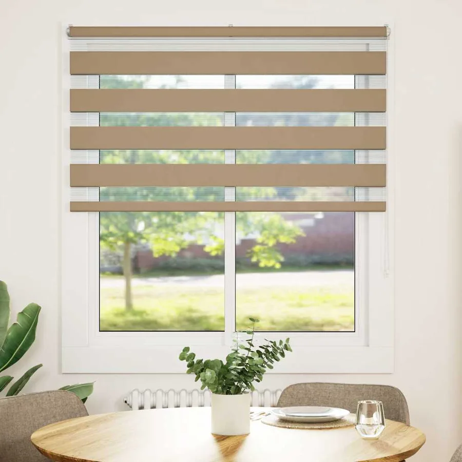 Store zèbre marron sable largeur du tissu 125,9cm polyester - 2