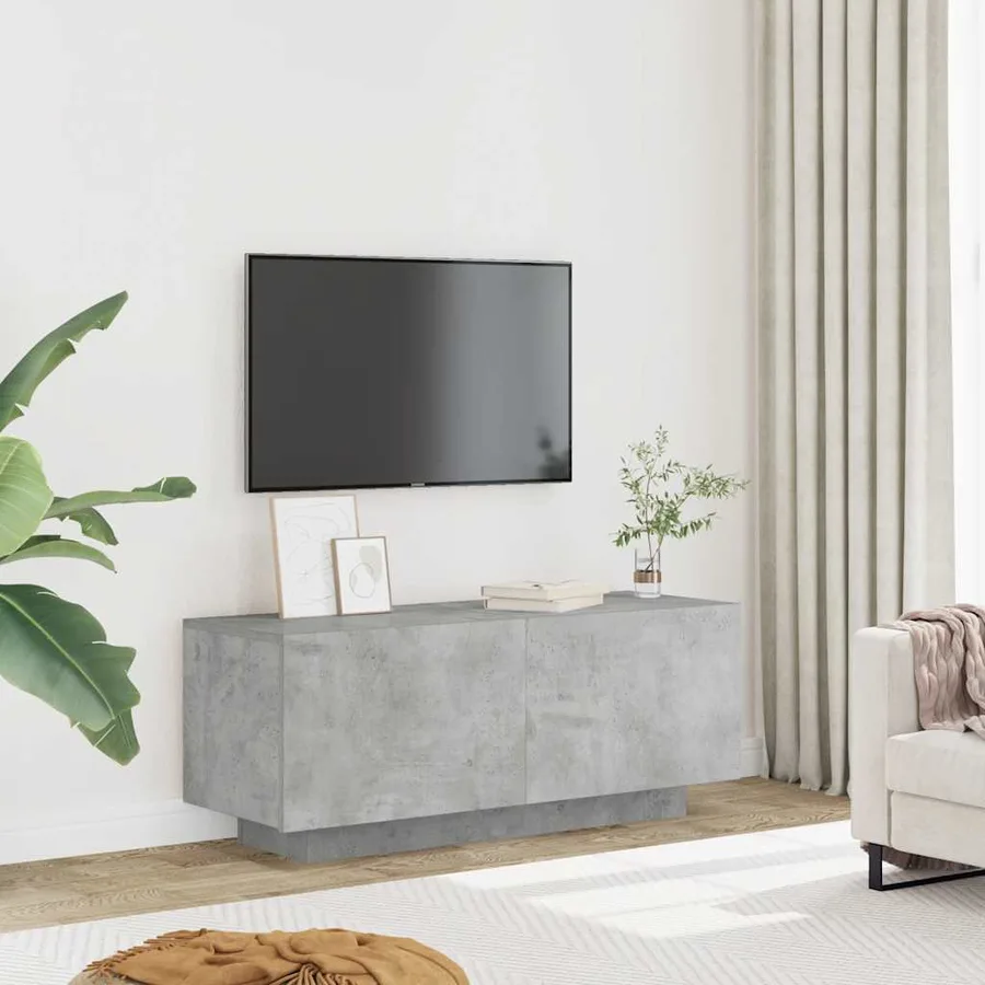 Meuble TV Gris béton 100x35x40 cm Bois d'ingénierie - 3