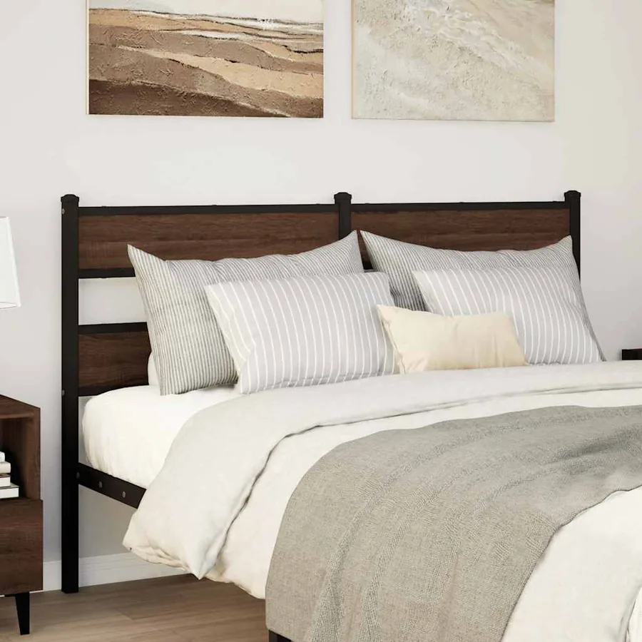 Tête de lit de remplacement chêne marron 140 cm acier et bois d'ingénierie