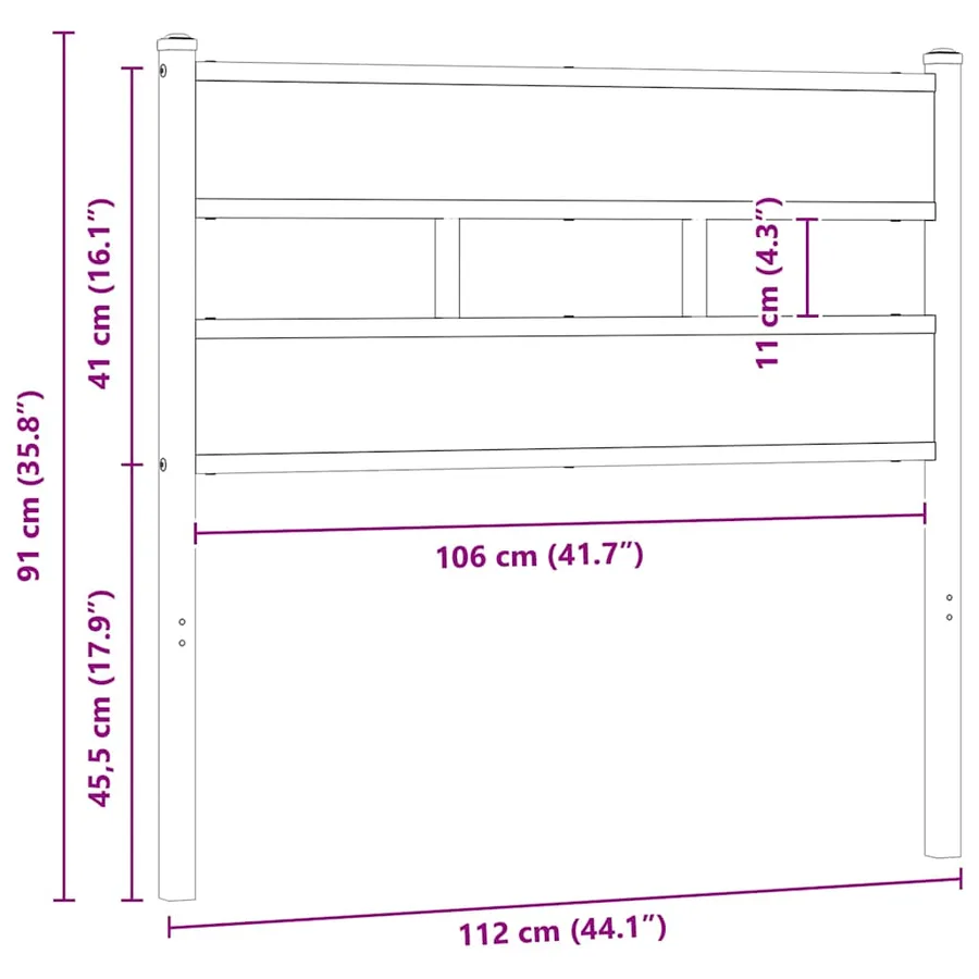 Tête de lit de remplacement chêne fumé 107 cm fer et bois d'ingénierie - 6