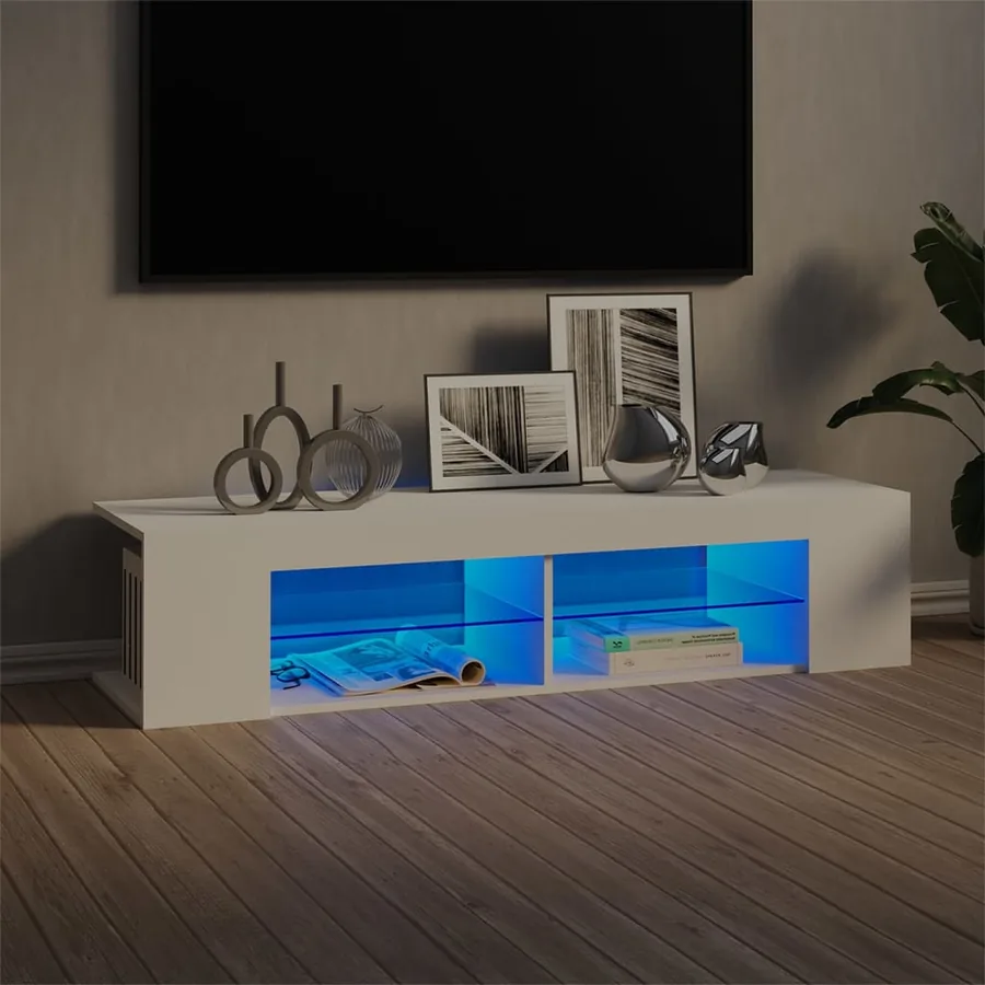 Meuble TV avec lumières LED blanc 135x39x30 cm
