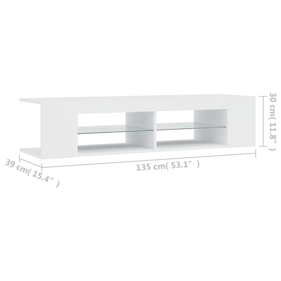 Meuble TV avec lumières LED blanc 135x39x30 cm - 14
