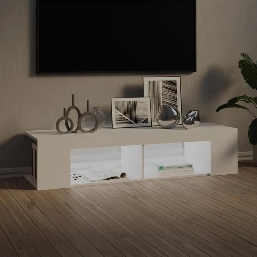 Meuble TV avec lumières LED blanc 135x39x30 cm - 3
