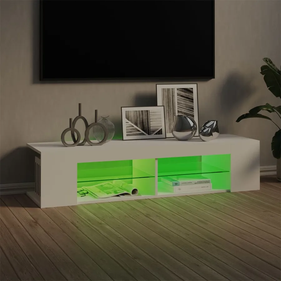 Meuble TV avec lumières LED blanc 135x39x30 cm - 4