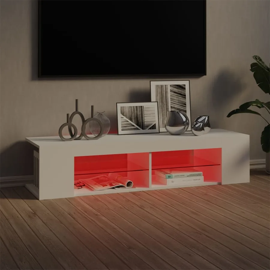 Meuble TV avec lumières LED blanc 135x39x30 cm - 5