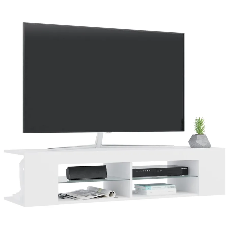 Meuble TV avec lumières LED blanc 135x39x30 cm - 6