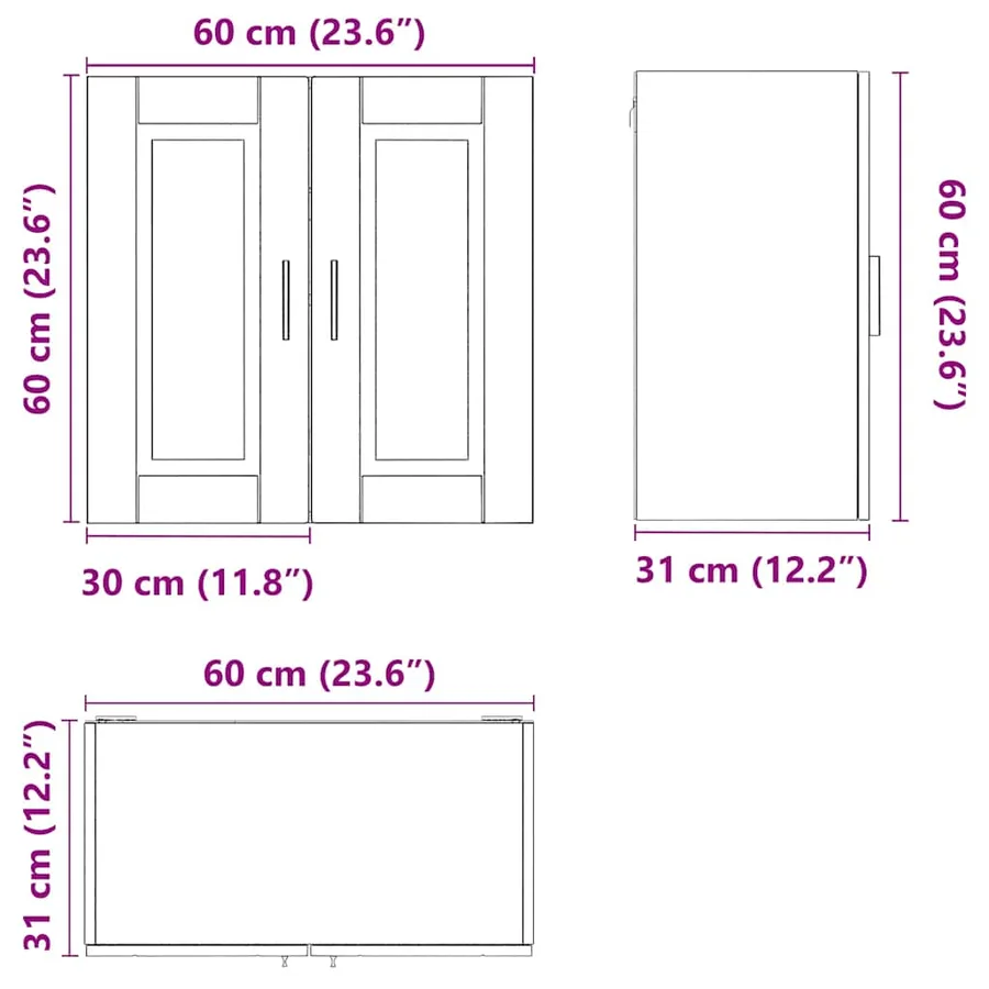Armoire murale de cuisine Porto blanc brillant bois ingénierie - 11