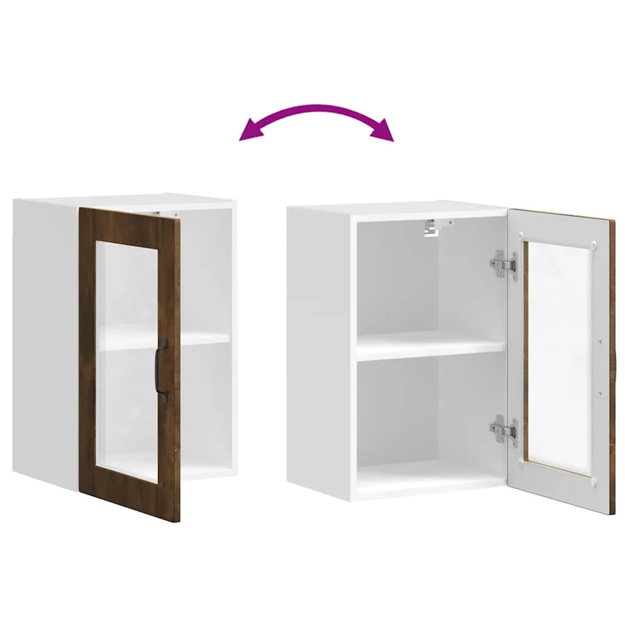 Armoire murale de cuisine avec porte en verre Porto chêne fumé - 10