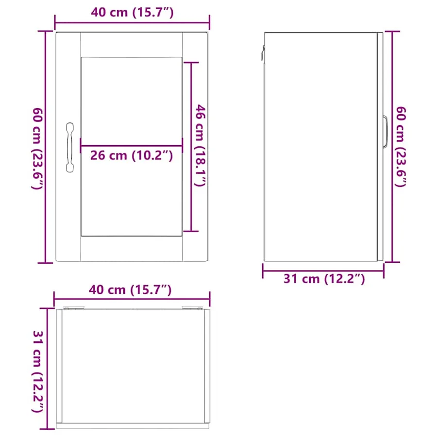 Armoire murale de cuisine avec porte en verre Porto chêne fumé - 13