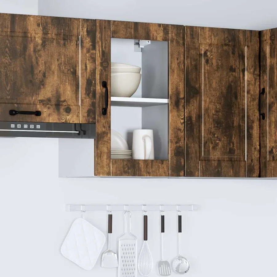 Armoire murale de cuisine avec porte en verre Porto chêne fumé - 4