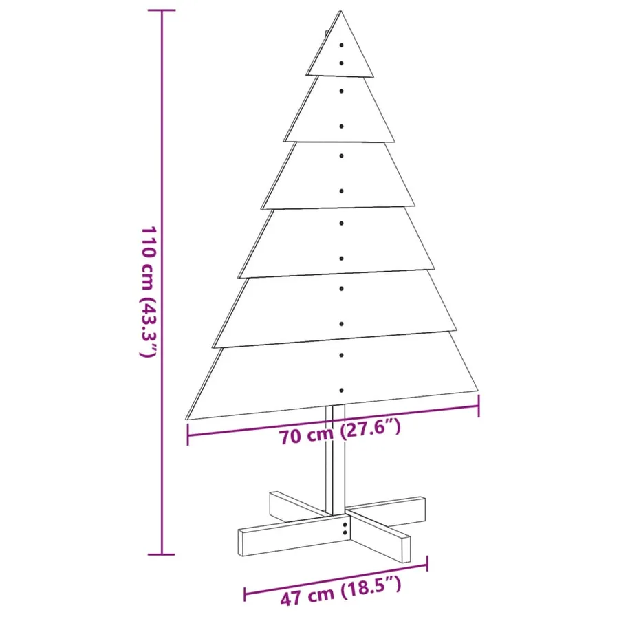 Arbre de Noël en bois pour décoration 110 cm bois massif - 8
