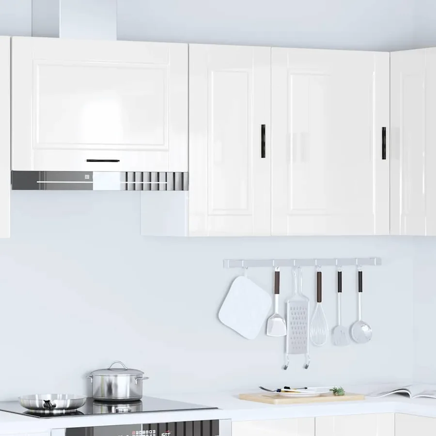 Armoire murale de cuisine Porto blanc brillant bois ingénierie - 3