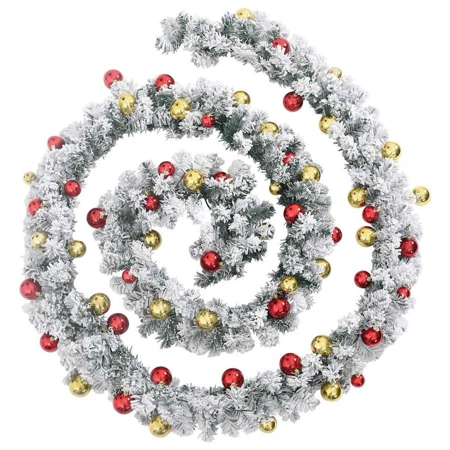 Guirlande de Noël avec boules et lumières LED vert 5 m PVC - 2