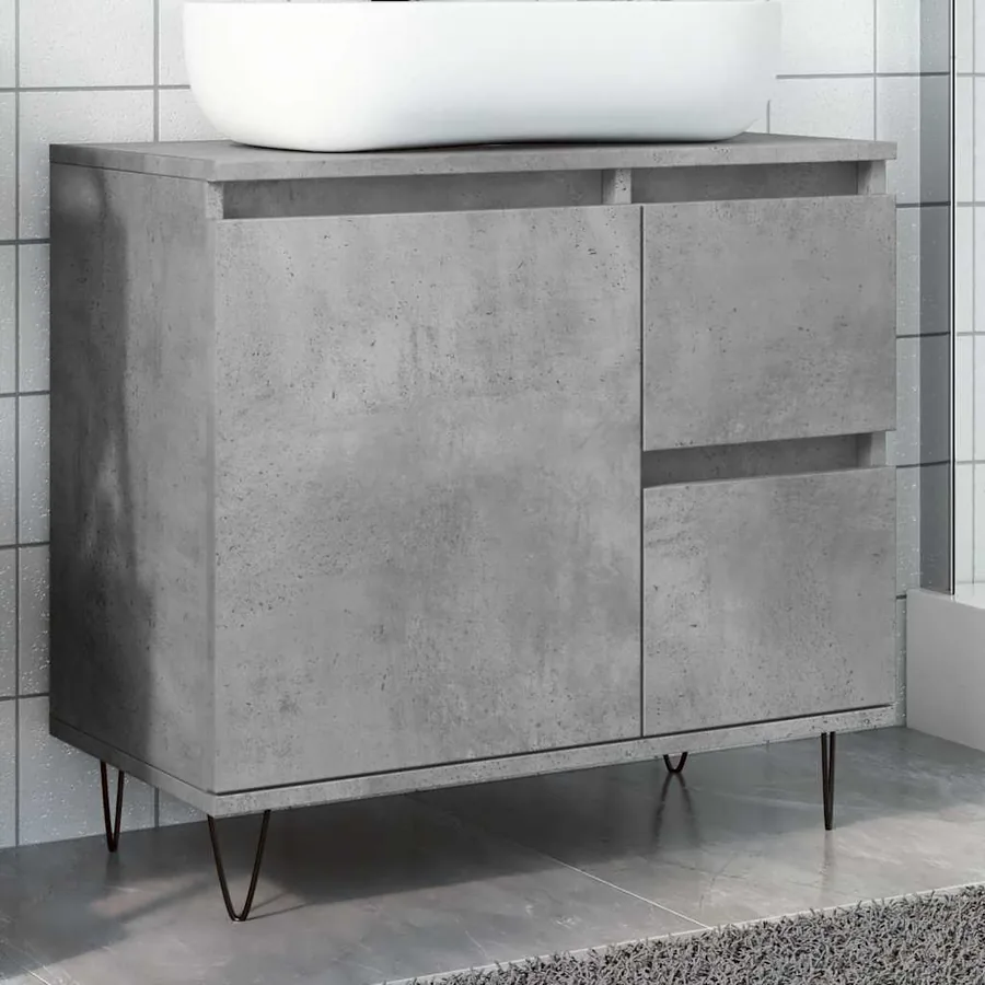 Armoire de lavabo de salle de bain gris béton 65x33x60 cm