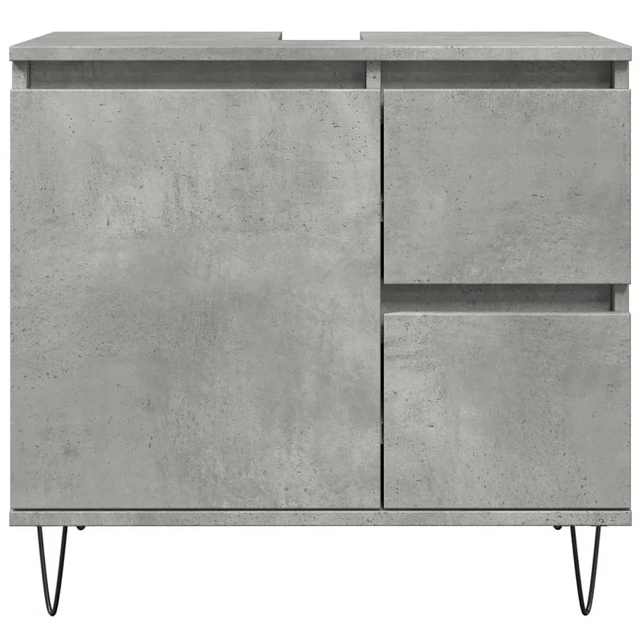 Armoire de lavabo de salle de bain gris béton 65x33x60 cm - 4