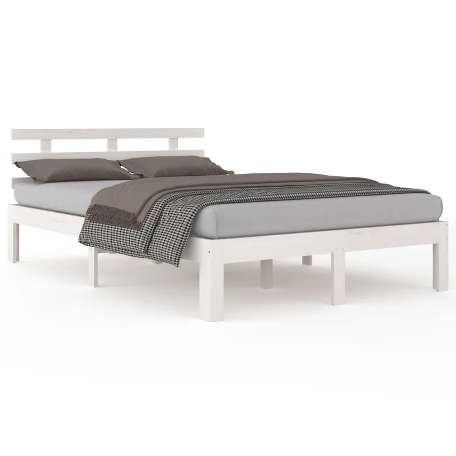 Cadre de lit sans matelas blanc bois massif 120x200 cm - 2
