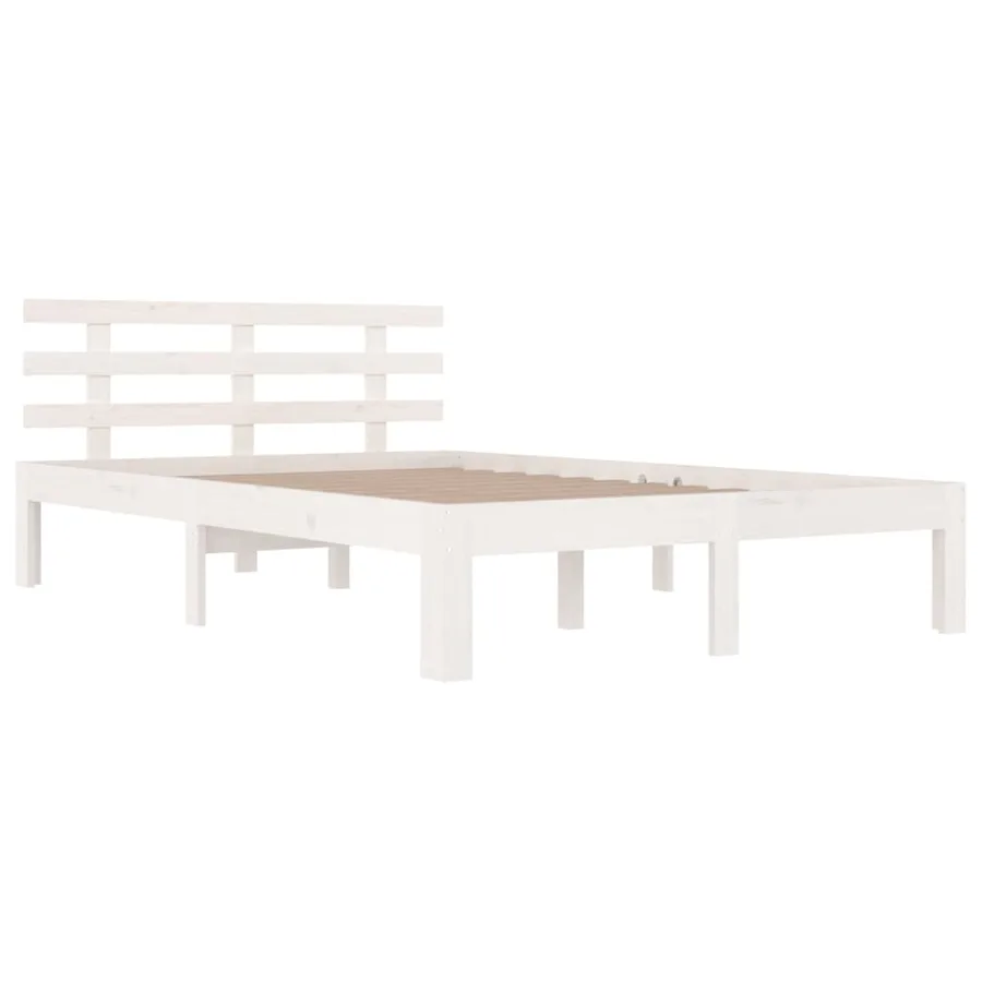 Cadre de lit sans matelas blanc bois massif 120x200 cm - 3