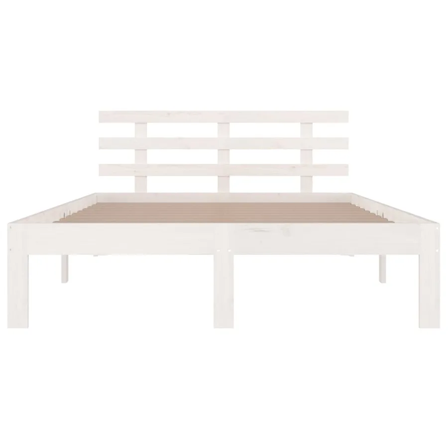 Cadre de lit sans matelas blanc bois massif 120x200 cm - 4
