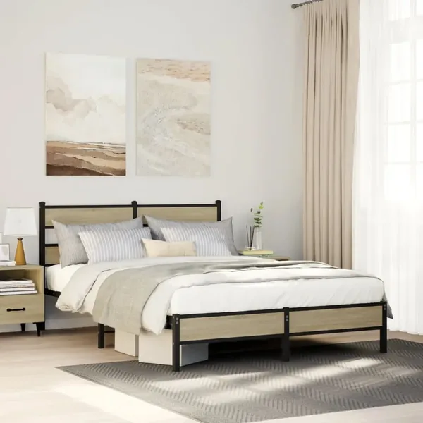 Cadre de lit sans matelas chêne sonoma 140x190 cm