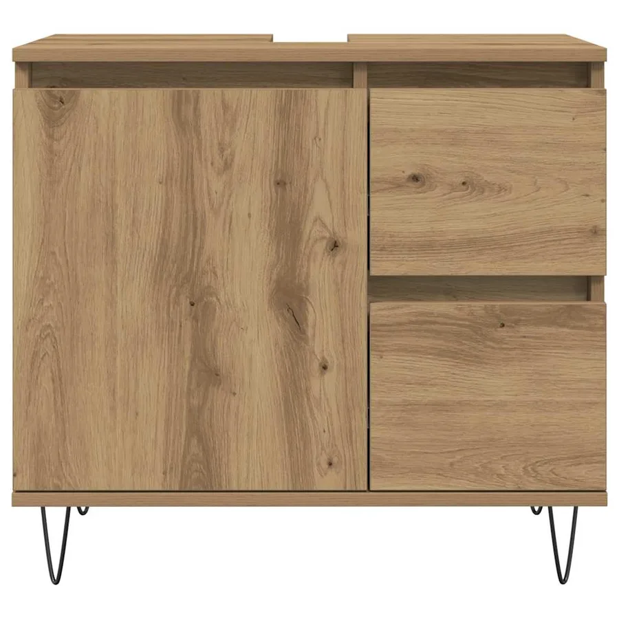 Armoire de lavabo de salle de bain chêne artisanal 65x33x60 cm - 4