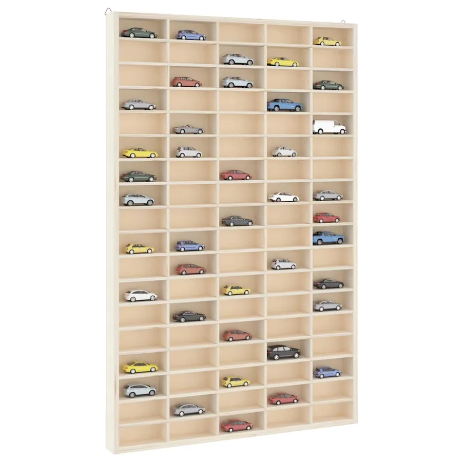 Vitrine de collection en bois avec 90 compartiments 50,5 x 4,5 x 79 cm
