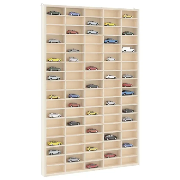 Vitrine de collection en bois avec 90 compartiments 50,5 x 4,5 x 79 cm