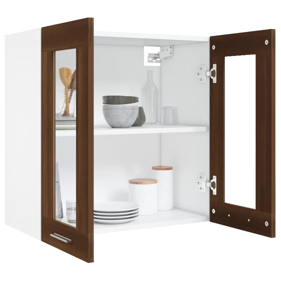 Vitrine suspendue "Lyon" Chêne brun 60 x 31 x 60 cm Bois d'ingénierie - 7