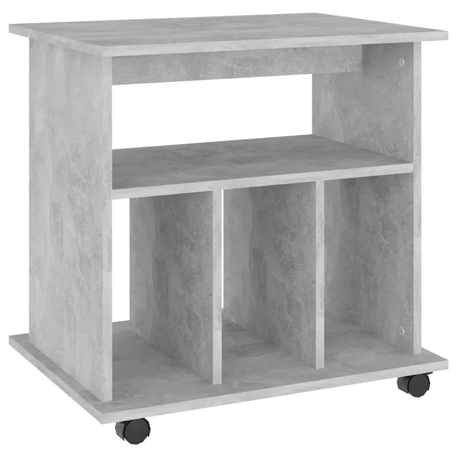 Armoire à roulettes Gris béton 60x45x60 cm Bois d’ingénierie - 2