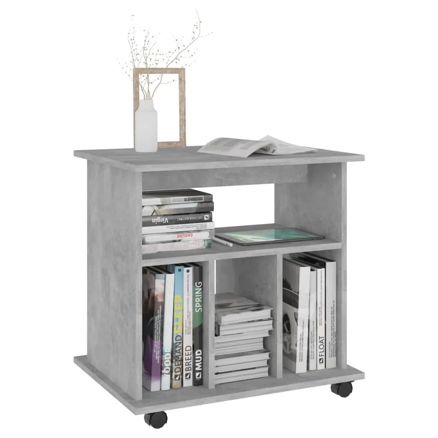 Armoire à roulettes Gris béton 60x45x60 cm Bois d’ingénierie - 6