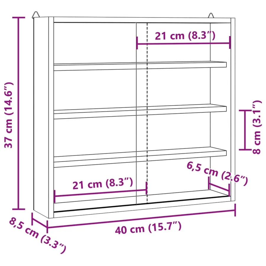 Vitrine de collection en bois avec portes 40x8,5x37cm - 10
