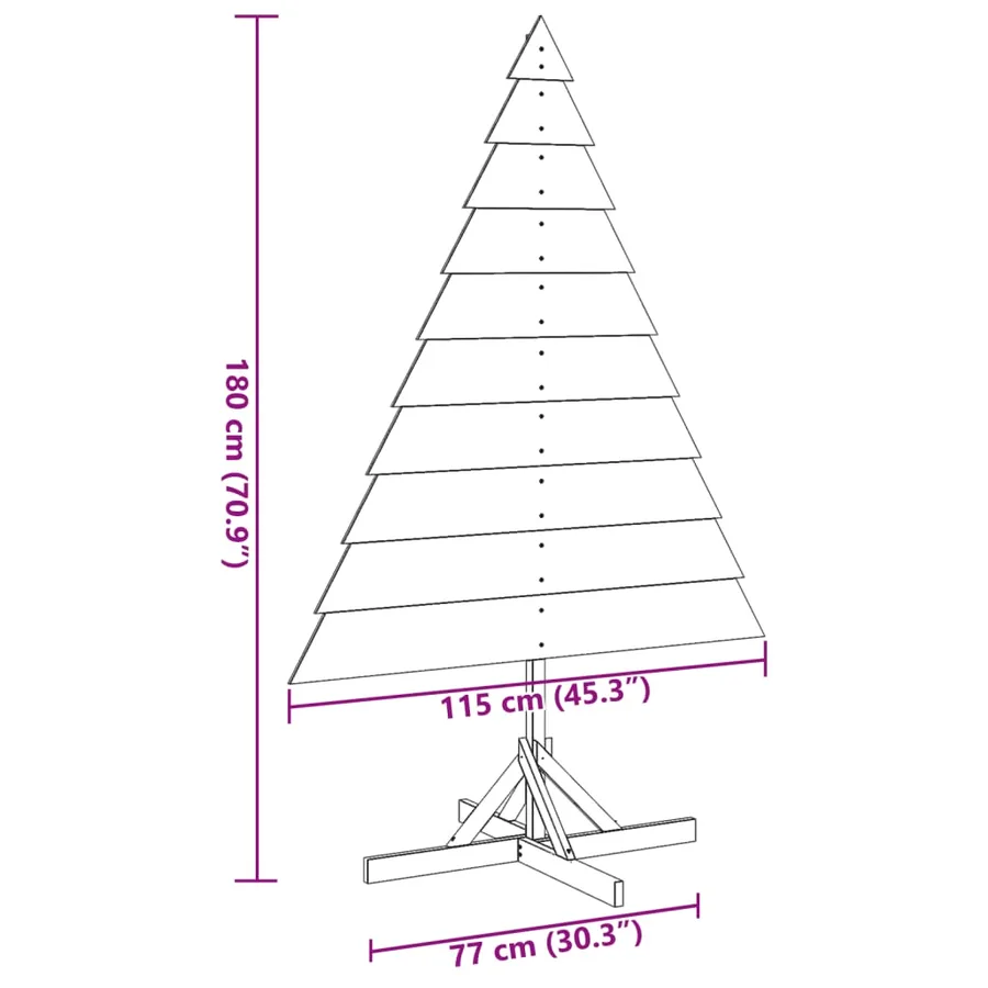 Arbre de Noël en bois pour décoration 180 cm bois massif - 8
