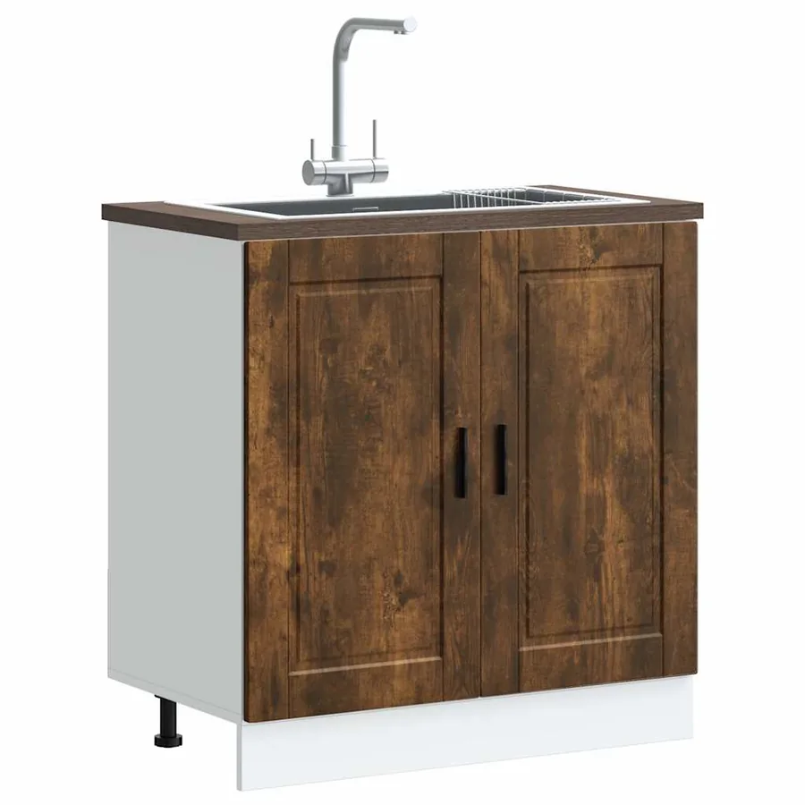 Meuble bas pour évier Porto chêne fumé bois ingénierie