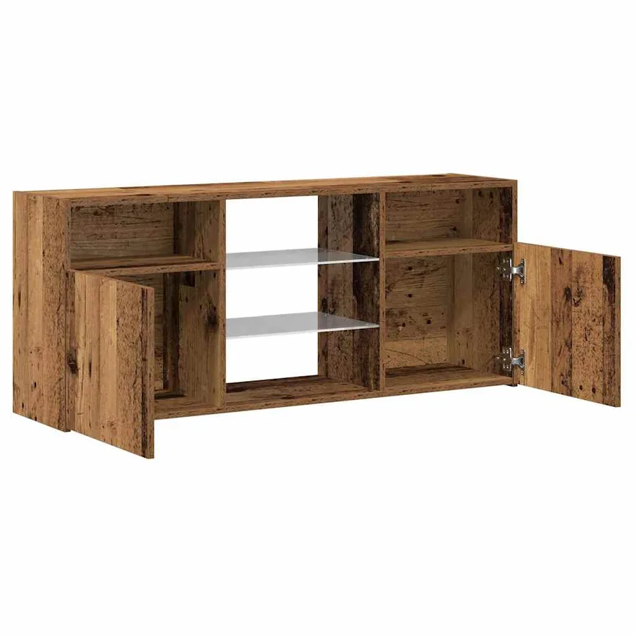 Meuble TV avec lumières LED vieux bois bois d'ingénierie - 10