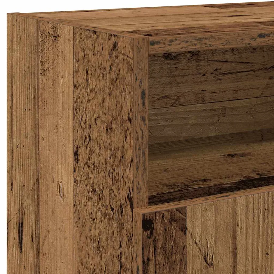 Meuble TV avec lumières LED vieux bois bois d'ingénierie - 11