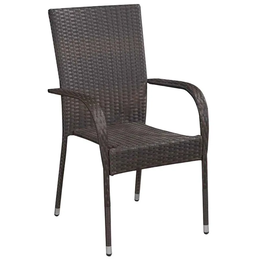 Ensemble à manger de jardin 3 pcs Marron et noir - 3