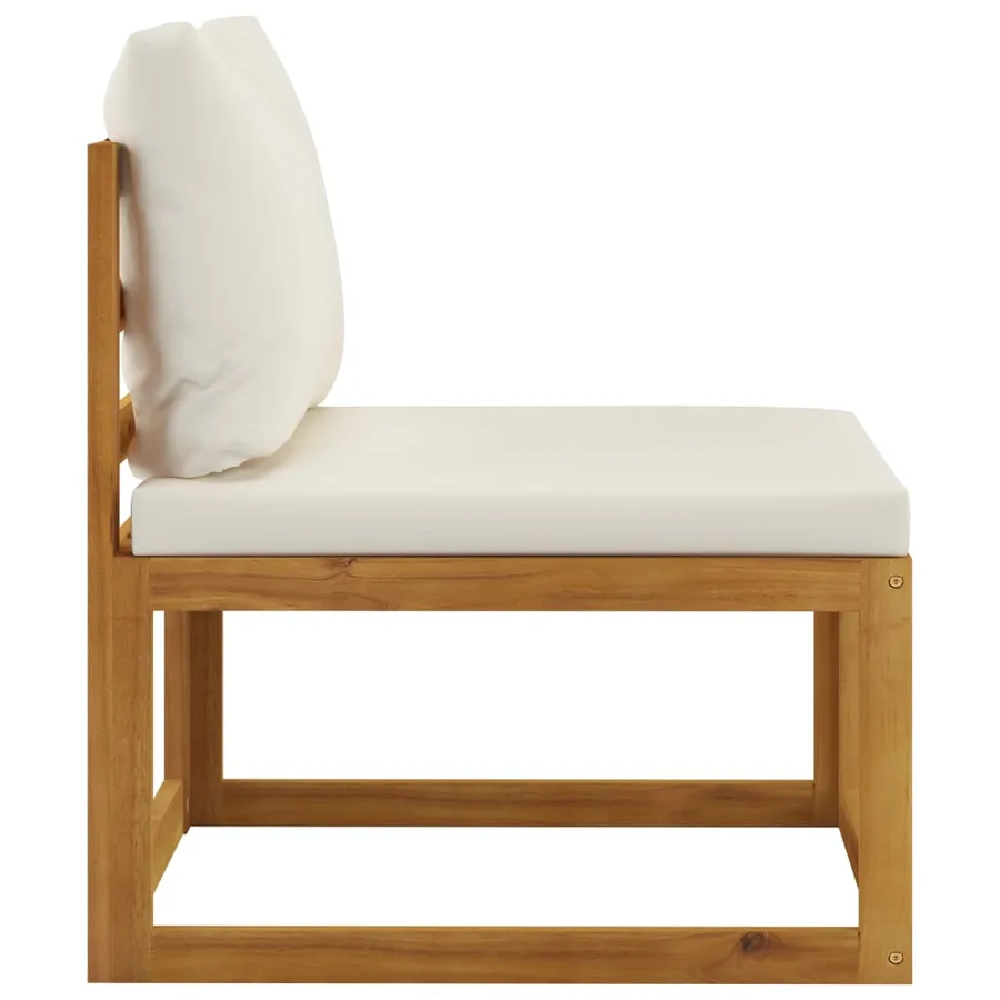 Salon de jardin 10 pcs avec coussin Crème Bois d'acacia solide - 13